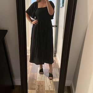 Flutter sleeve midi cut out dress